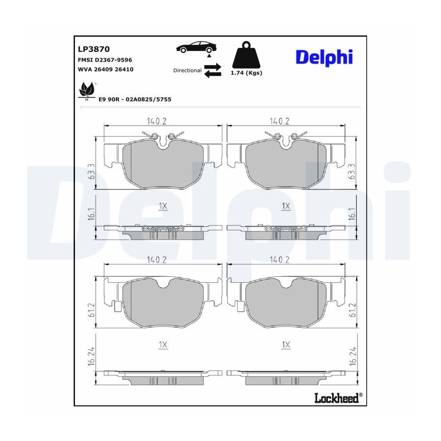 Delphi Jeu De Plaquettes De Frein, Frein À Disque Lp3870 Lp3870 Jaguar;Land Rover