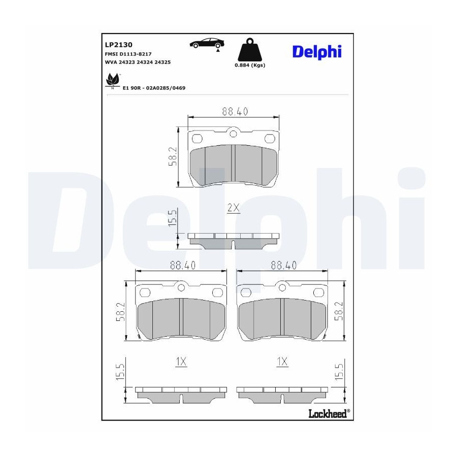 Delphi Jeu De Plaquettes De Frein Lp2130, Arrière - Image 3