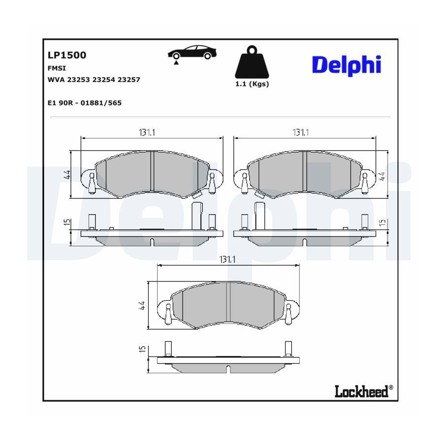 Delphi Jeu De Plaquettes De Frein Lp1500, Avant - Image 2