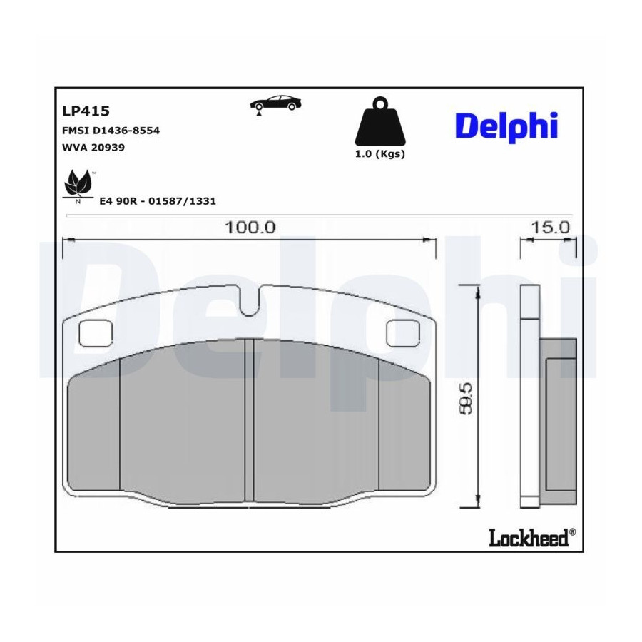 Plaquettes de frein LP415 DELPHI pour OPEL LOTUS - Image 3