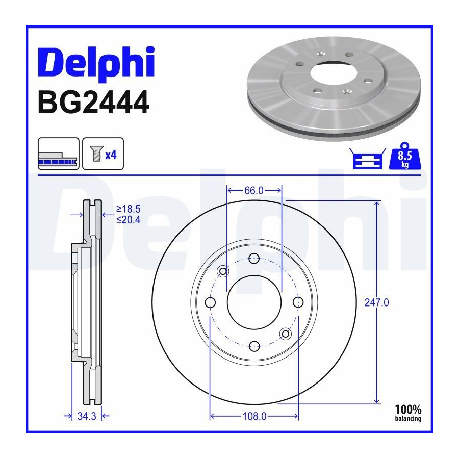 Delphi Disque De Frein Bg2444 Citroen;Peugeot