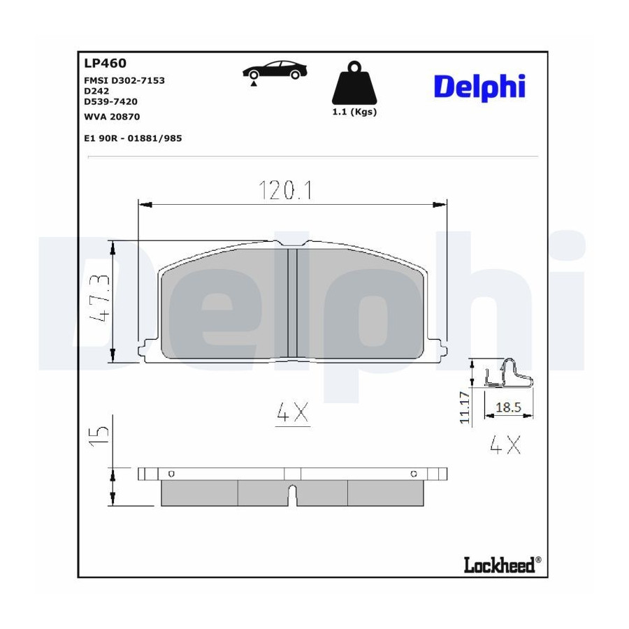 Delphi Jeu De Plaquettes De Frein Lp460, Avant - Image 2