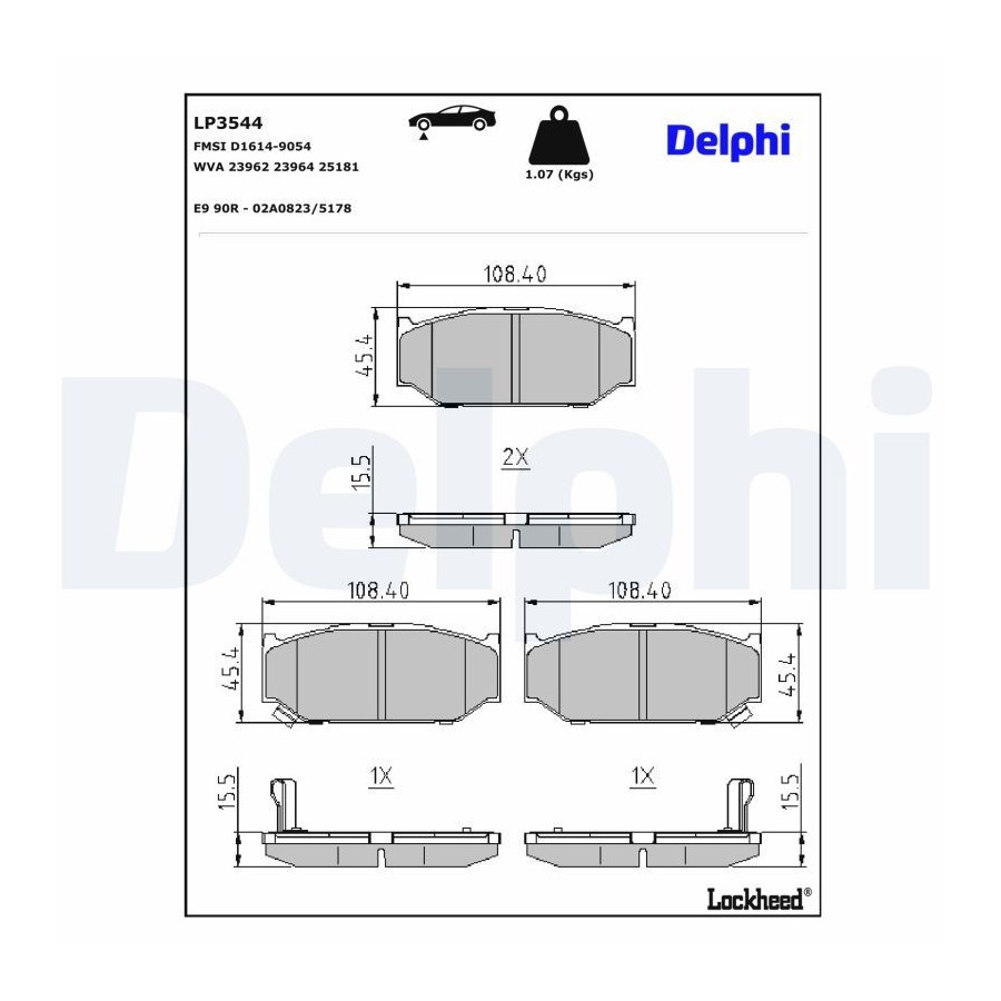 Delphi Kit De Plaquettes De Frein, Frein À Disque Lp3544 Lp3544 Suzuki
