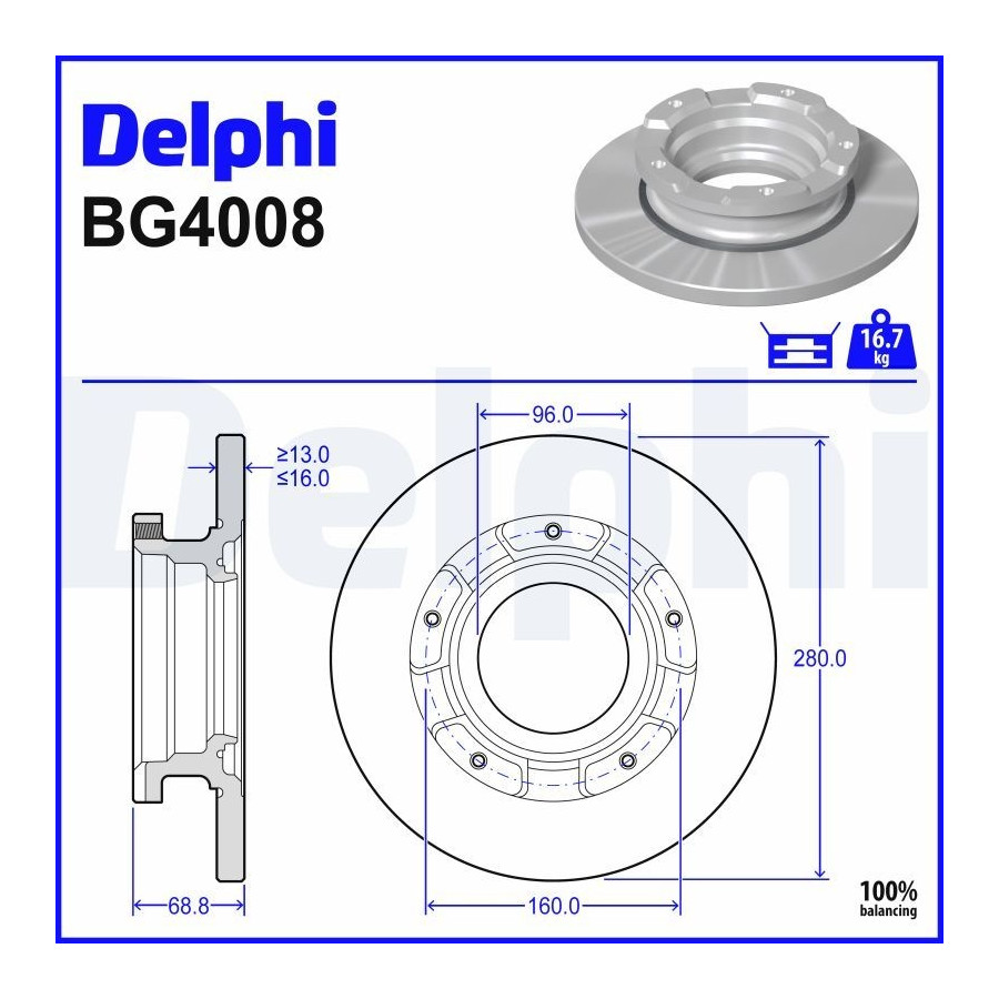 Delphi Disque De Frein Bg4008 Ford