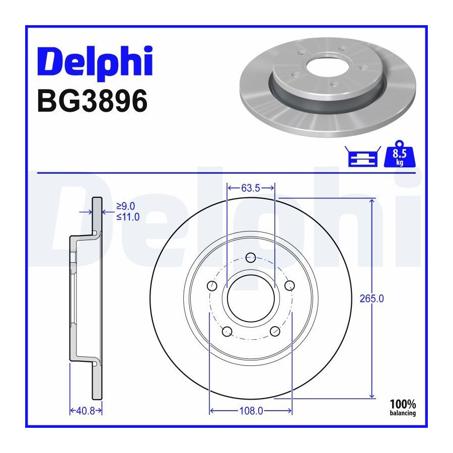 Delphi Disque De Frein Bg3896 Ford;Mazda