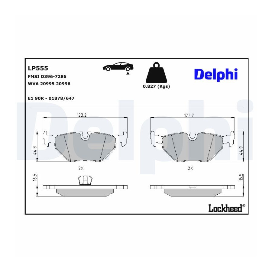 Delphi Kit De Plaquettes De Frein, Frein À Disque Lp555 Lp555 Bmw;Wiesmann