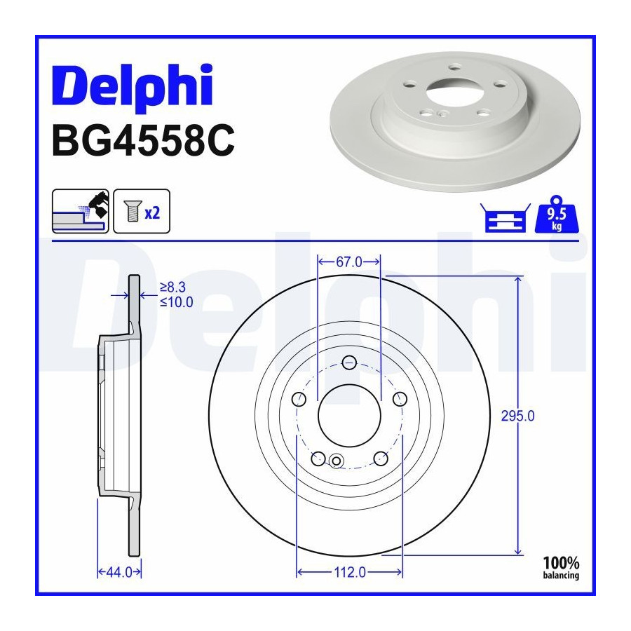 Delphi Disque De Frein Bg4558c Infiniti;Mercedes-Benz