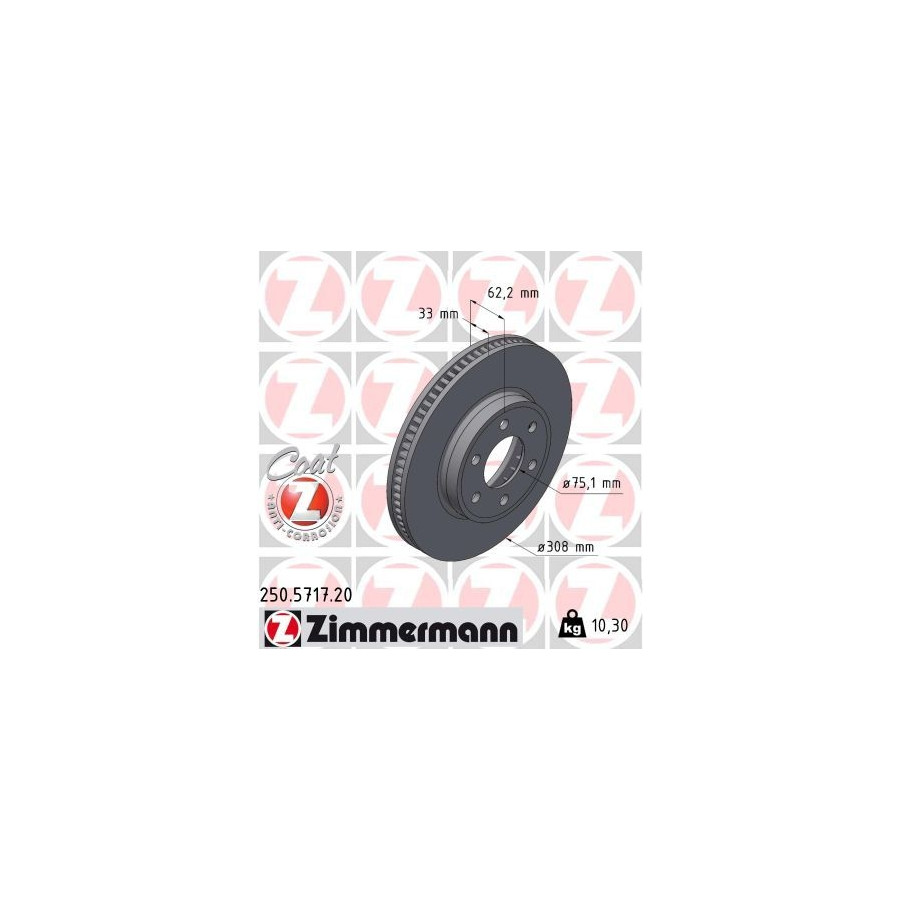 Zimmermann Disque De Frein 250.5717.20 Ford;Volkswagen