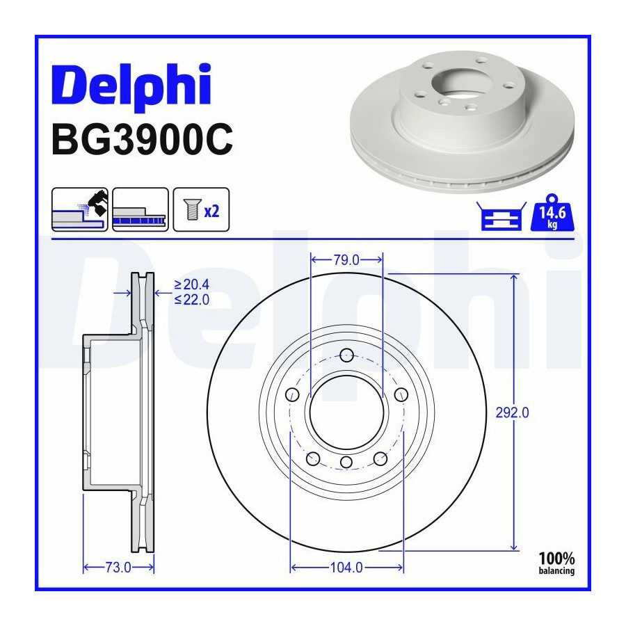 Delphi Disque De Frein Bg3900c Bmw