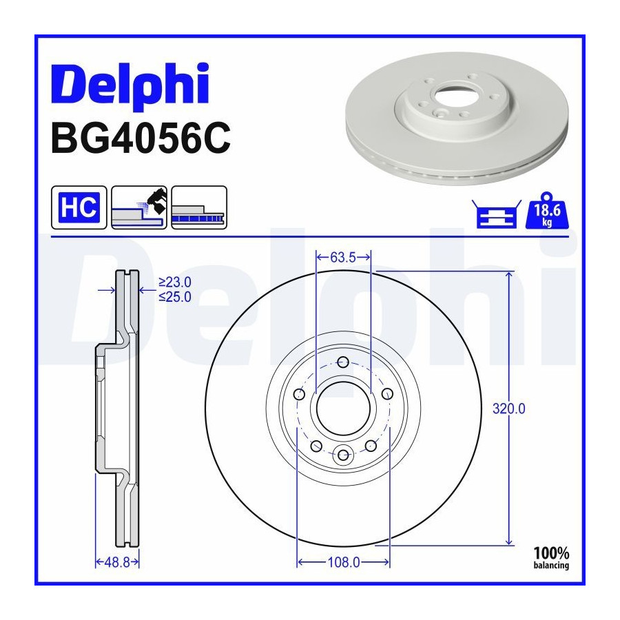 Delphi Disque De Frein Bg4056c Ford;Volvo