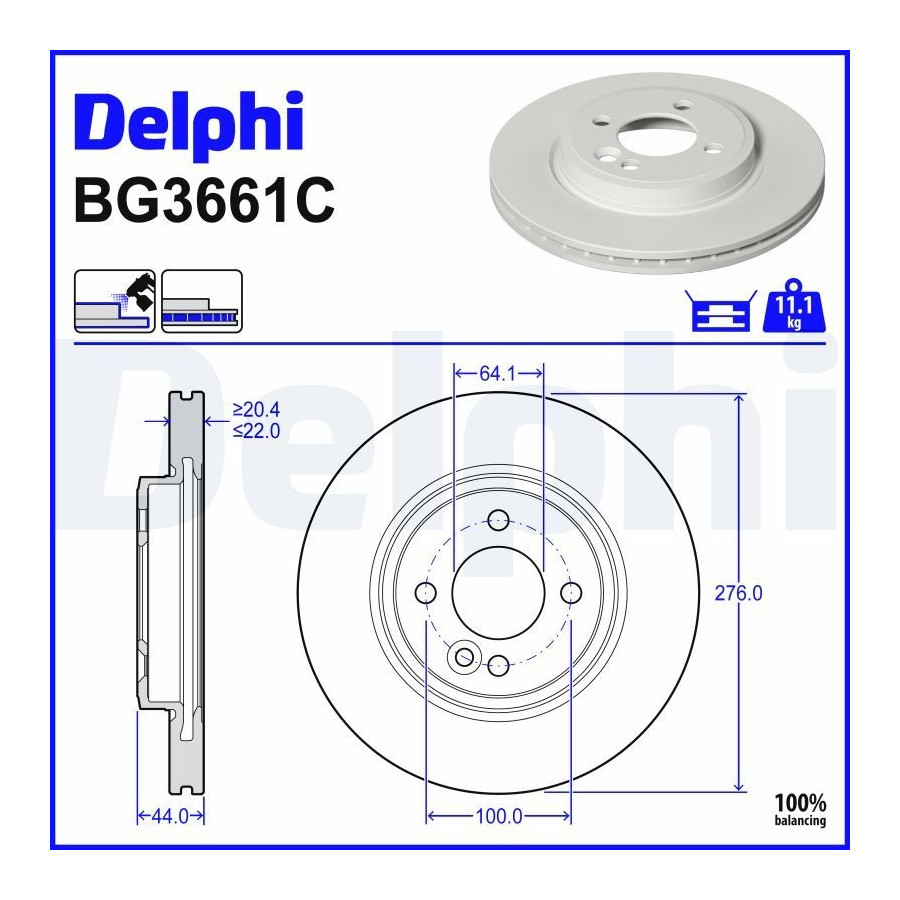 Delphi Disque De Frein Bg3661c Mini