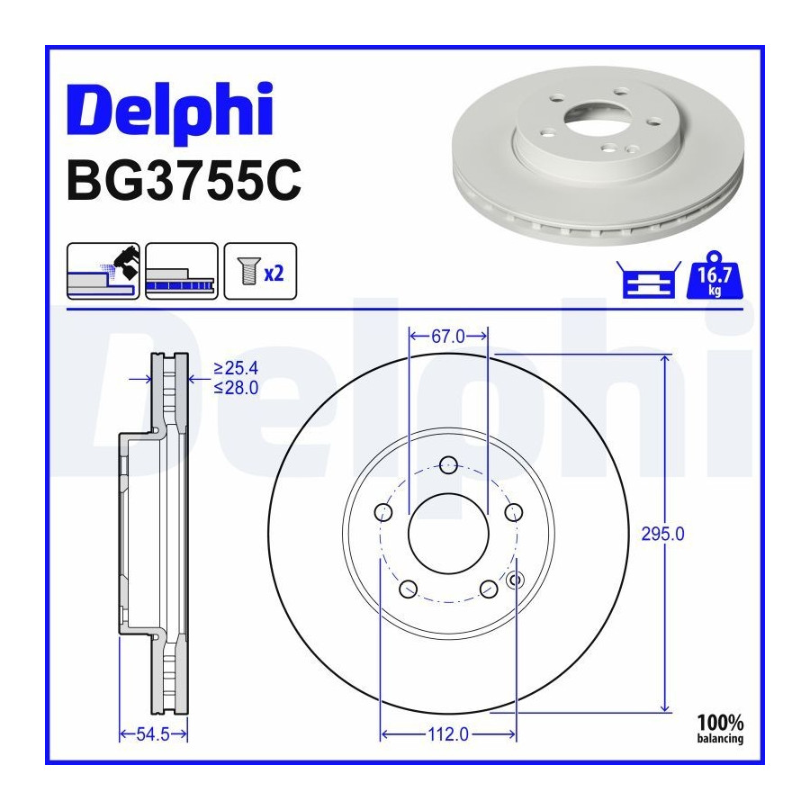 Delphi Disque De Frein Bg3755c Mercedes-Benz