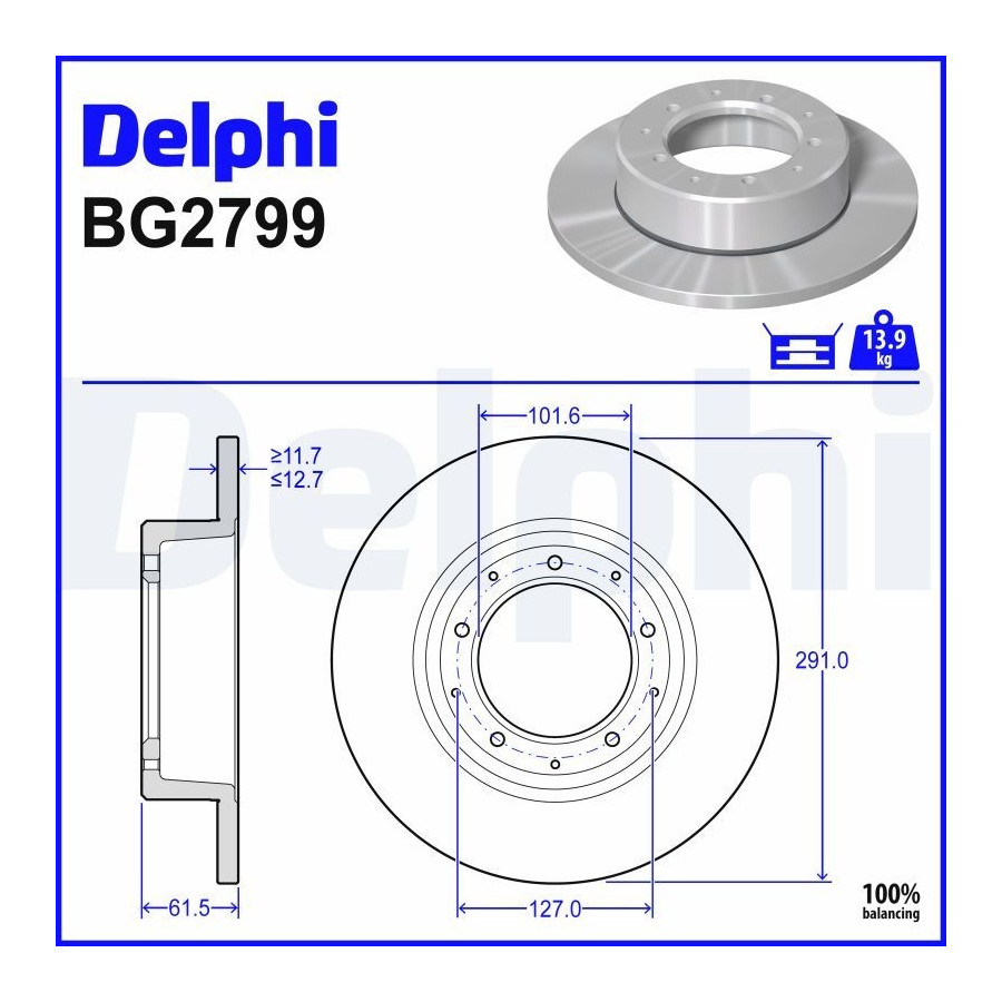 Delphi Disque De Frein Bg2799 Land Rover