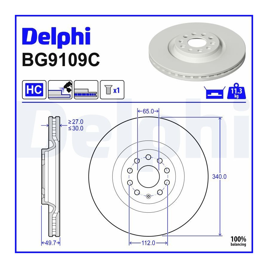 Delphi Disque De Frein Bg9109c - Image 5