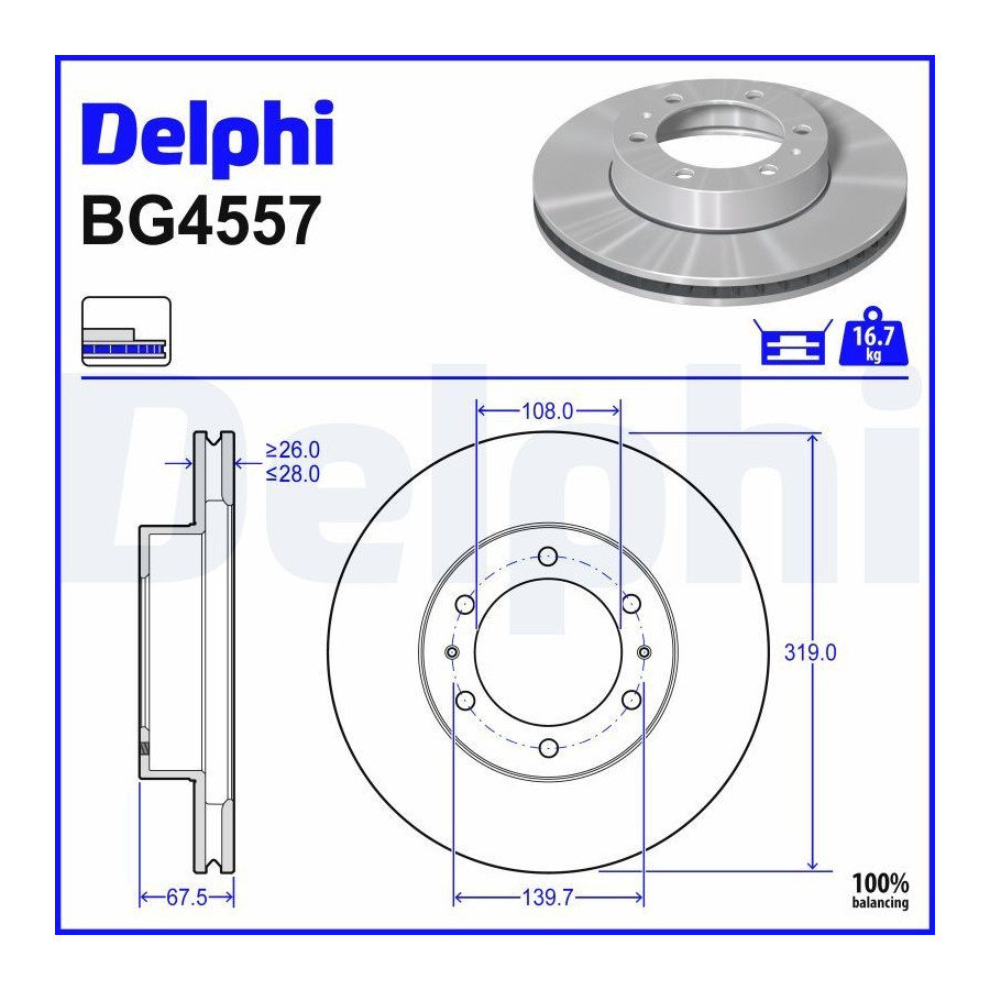 Delphi Disque De Frein Bg4557 Toyota
