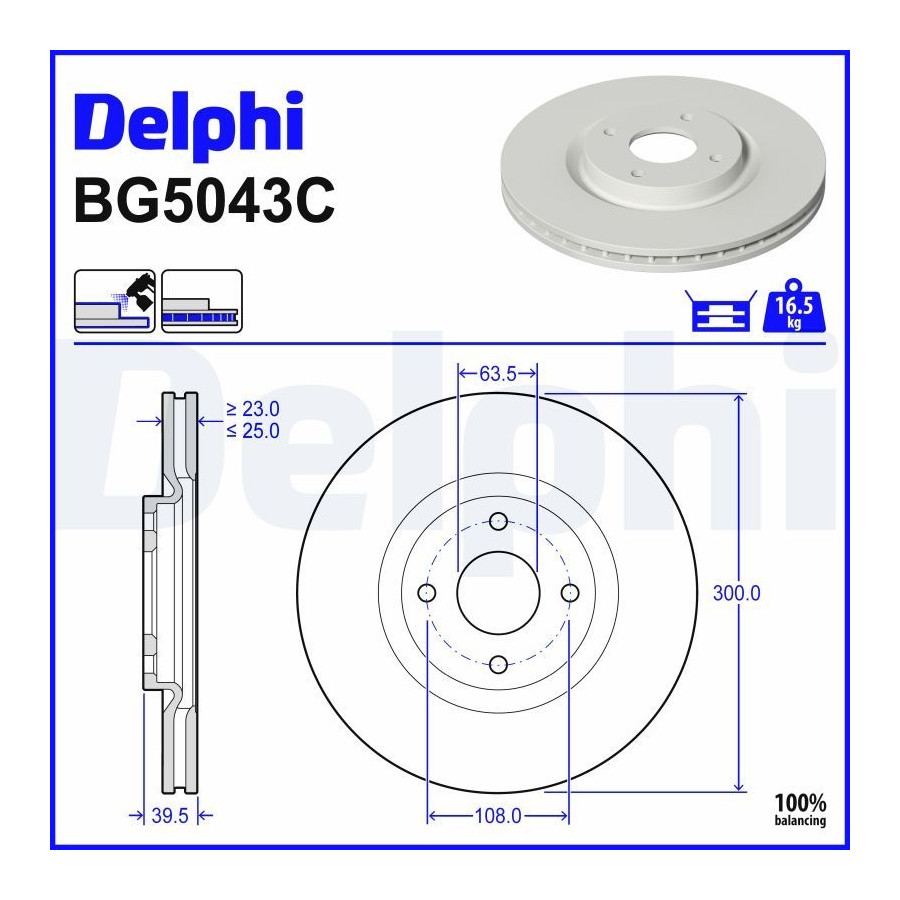 Delphi Disque De Frein Bg5043c Ford