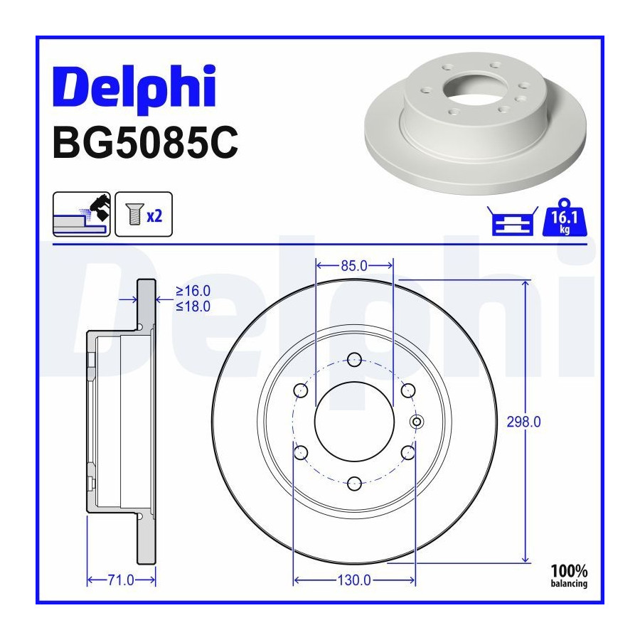 Delphi Disque De Frein Bg5085c Mercedes-Benz