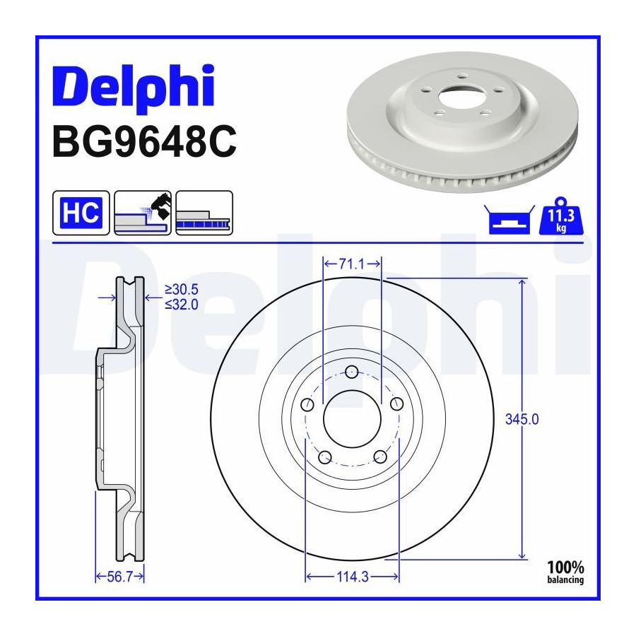 Delphi Disque De Frein Bg9648c Ford Usa