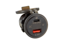 Dual USB auto lader 12V/24V USB-A / USB-C 5V 3.1A snellader