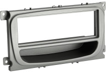 1-DIN Paneel met aflegbakje. Ford Mondeo /Focus / S-MAX / Galaxy Kleur: Zilver