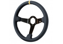 Simoni Racing Sportstuur Carrera 350mm - Zwart Leder (Deep Dish - 95mm)