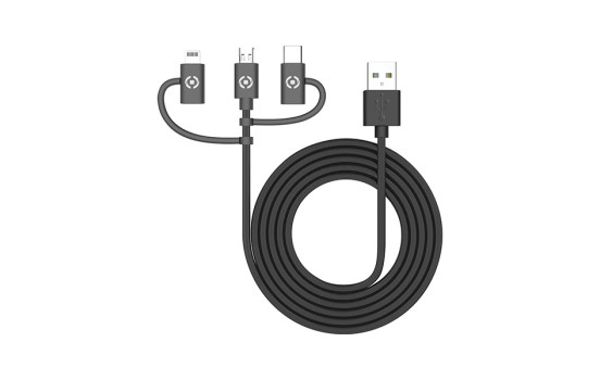 Câble Celly Data 3-en-1 Micro-usb + Mfi + Usb-c 100 Cm