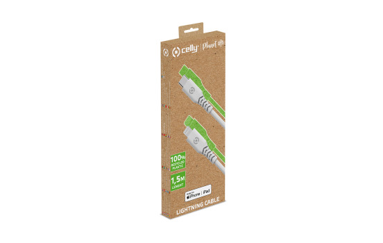 Câble Celly Planet USB-C > Lightning Blanc 1,5 mètre, Image 2