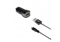Celly Chargeur voiture 2.4A & câble Micro-USB noir