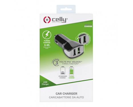 Celly Chargeur Voiture 2 USB 3.4A noir, Image 2
