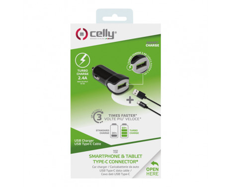 Celly Chargeur Voiture USB-C 2.4A noir, Image 2
