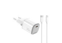 Chargeur secteur Celly + câble USB-C > Lightning 20 W