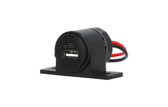 Prise murale Carpoint USB-A + USB-C 12/24 V