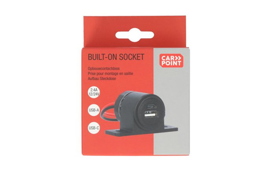 Prise murale Carpoint USB-A + USB-C 12/24 V, Image 3