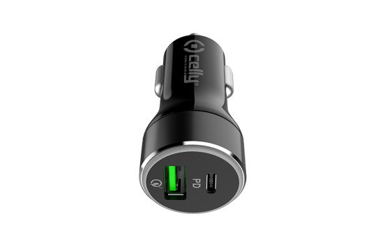 Celly Chargeur voiture USB + USB-C QC30