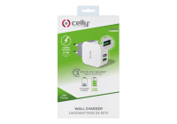 Celly Home Chargeur 2 USB 3,4A Blanc