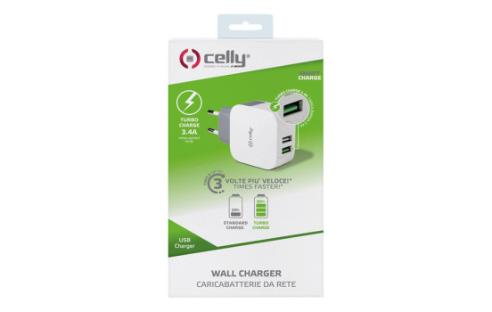 Celly Home Chargeur 2 USB 3,4A Blanc