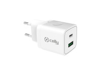 Chargeur domestique Celly USB-C 20W + USB 18W