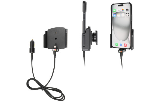 Apple iPhone 15 Plus / 15 Pro MAX, support réglable actif avec prise SIG USB 12 V 70-83 mm, Image 2