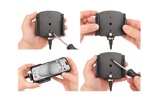 Apple iPhone 15 Plus / 15 Pro MAX, support réglable actif avec prise SIG USB 12 V 70-83 mm, Image 3