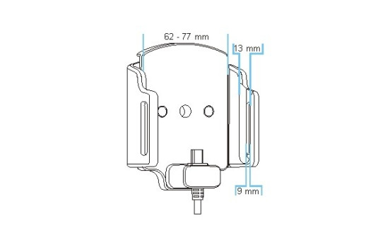 Support universel réglable USB-C avec alimentation fixe largeur : 62-77 mm épaisseur : 9-13 mm, Image 3