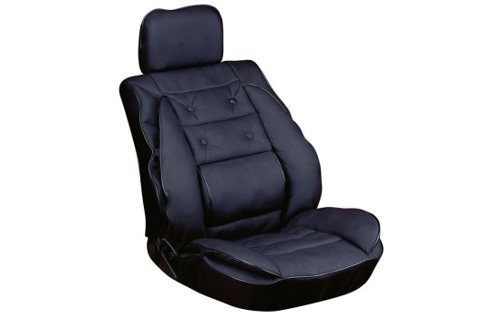 Coussin d'assise avec support lombaire en PU noir, Image 2