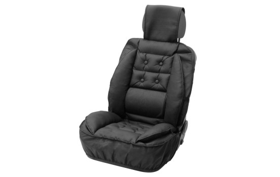 Coussin d'assise avec support lombaire en PU noir, Image 3