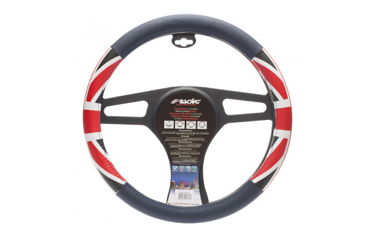 Couvre Volant Simoni Racing Drapeau UK Similicuir Bleu/Rouge/Blanc