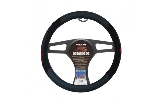 Couvre Volant Simoni Racing Shammy Noir Cuir Artificiel Noir/Rouge