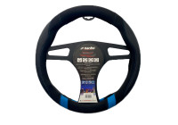 Housse de volant Simoni Racing Good Vibe B - 37-39cm - Noir Eco-Cuir, Microfibre, Look Carbone, Bleu