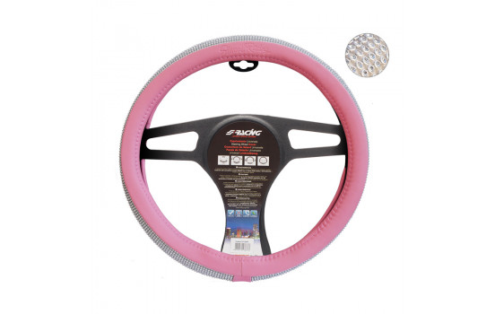 Simoni Racing Couvre volant Diamonds - 37-39cm - Eco-Cuir Rose