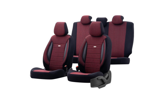 Ensemble de housses de siège en tissu 'SelectedFit Sports' noir / rouge - 11 pièces