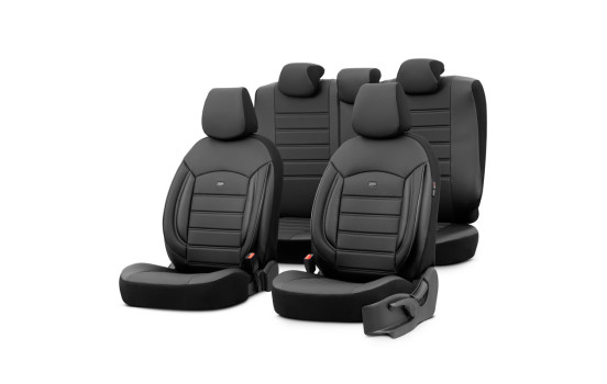 Ensemble de housses de siège universelles en cuir 'Inspire' noir - 11 pièces - adapté aux airbags latéraux