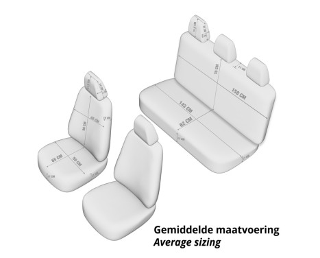Ensemble de housses de siège universelles en cuir/tissu 'Comfortline' Noir/Gris + Bord blanc - 11 pièces, Image 8