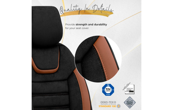Ensemble de housses de siège universelles en daim/cuir/tissu 'Iconic' noir/terracotta - 11 pièces, Image 8